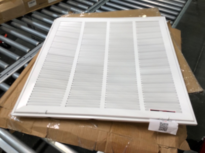 Photo 3 of 24" X 24" Steel Return Air Filter Grille for 1" Filter - Fixed Hinged - Ceiling Recommended - HVAC DUCT COVER - Flat" Stamped Face - White [Outer Dimensions: 26.5 X 25.75] 24 X 24