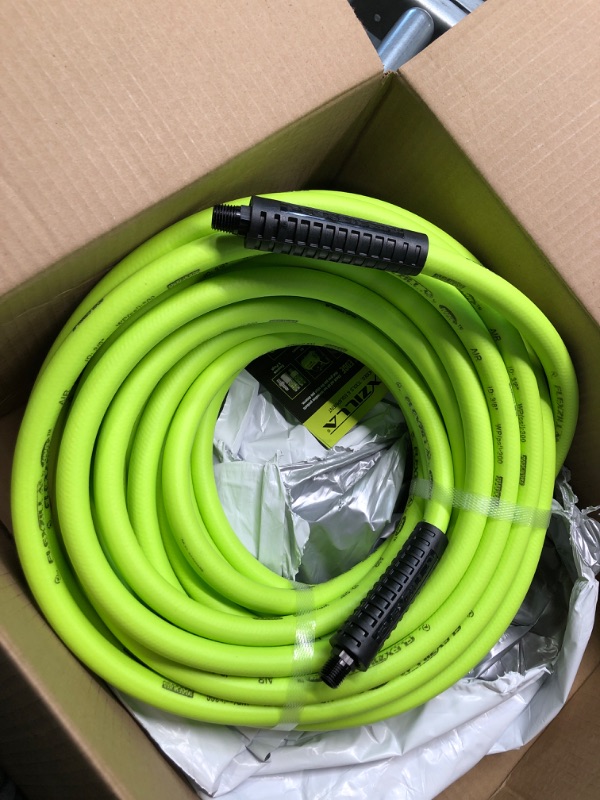 Photo 4 of Flexzilla Air Hose, 3/8 in. x 50 ft, 1/4 in. MNPT Fittings, Heavy Duty, Lightweight, Hybrid, ZillaGreen & ColorFit by Milton Coupler & Plug Kit - (M-Style, Red) - 1/4" NPT, (14-Piece) - S-314MKIT Flexzilla 3/8" (inches) x 50' (feet) Coupler and Plug + Cou