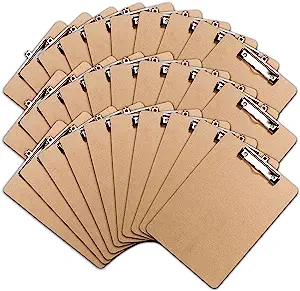 Photo 1 of Office Solutions Direct Clipboards with Low Profile Clip (Set of 30) - Wood Clipboards Bulk 30 Pack, Heavy Duty Clipboard, Bulk Classic Clipboards for Classroom, Calendar Office Clipboard Stand up
