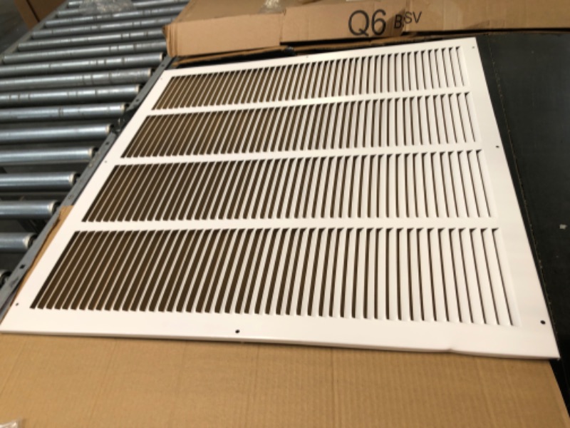 Photo 3 of 24"W x 24"H [Duct Opening Size] Steel Return Air Grille (AGC Series) Vent Cover Grill for Sidewall and Ceiling, White | Outer Dimensions: 25.75"W X 25.75"H for 24x24 Duct Opening
