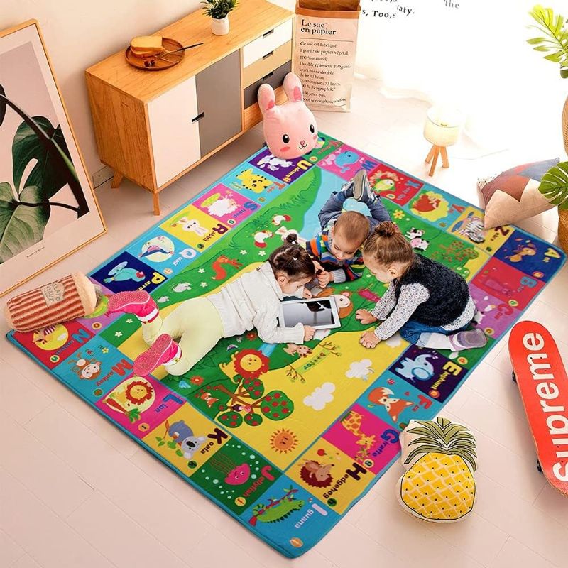 Photo 1 of Baby Crawling Mat,Baby Play Mat for Floor,Large Cotton Educational Tummy Time Mat, 
