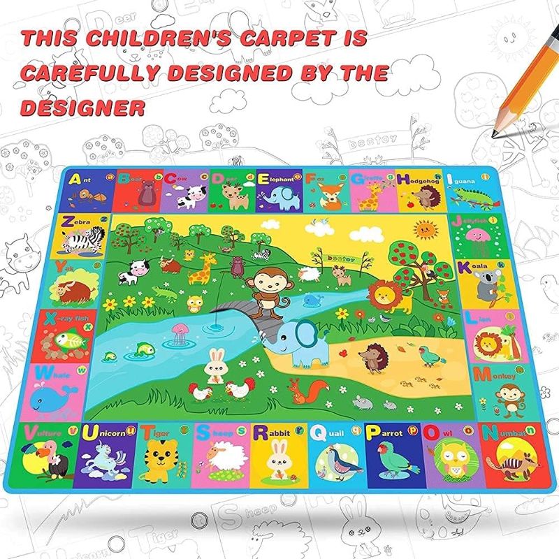 Photo 3 of Baby Crawling Mat,Baby Play Mat for Floor,Large Cotton Educational Tummy Time Mat, 