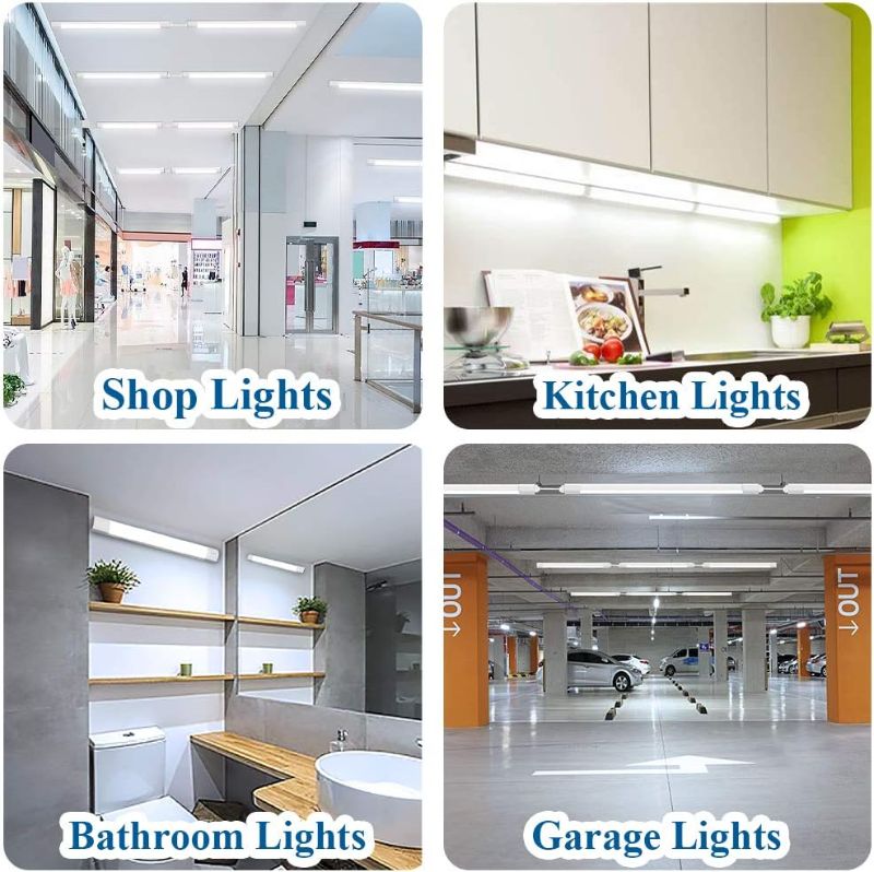 Photo 2 of Airand Utility LED Shop Light Fixture 2FT 4FT with Plug, Waterproof Linkable LED Tube Light 5000K Under Cabinet Lighting,1800 LM LED Ceiling and Closet Light 18W, Corded Electric with ON/Off Switch
