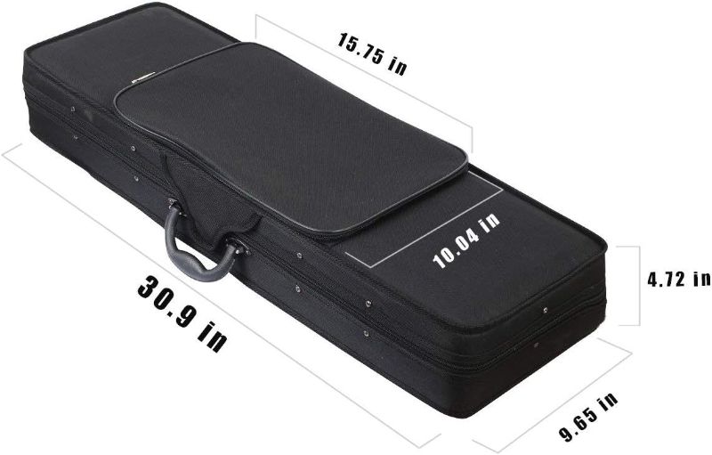 Photo 3 of 4/4 Full Size Violin Case,FINO Professional Oblong Violin Hard Case with Built-in Hygrometer,Super Lightweight Portable Carrying Bag Slip-On Cover with Backpack Straps,Black
