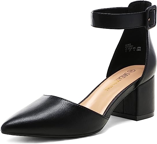 Photo 1 of DREAM PAIRS ANNEE Pointed Toe Low Chunky Heels Pump Shoes
