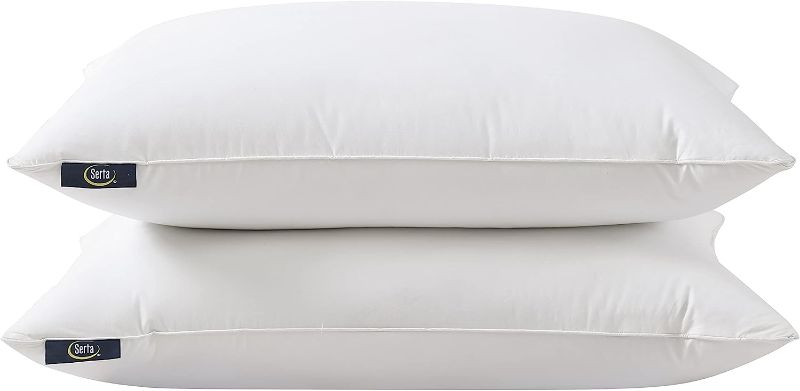 Photo 2 of Serta HeiQ Cooling Softy-Around Feather and Down Pillow-2 Pack, Queen (U.S. Standard), White 2 Count
