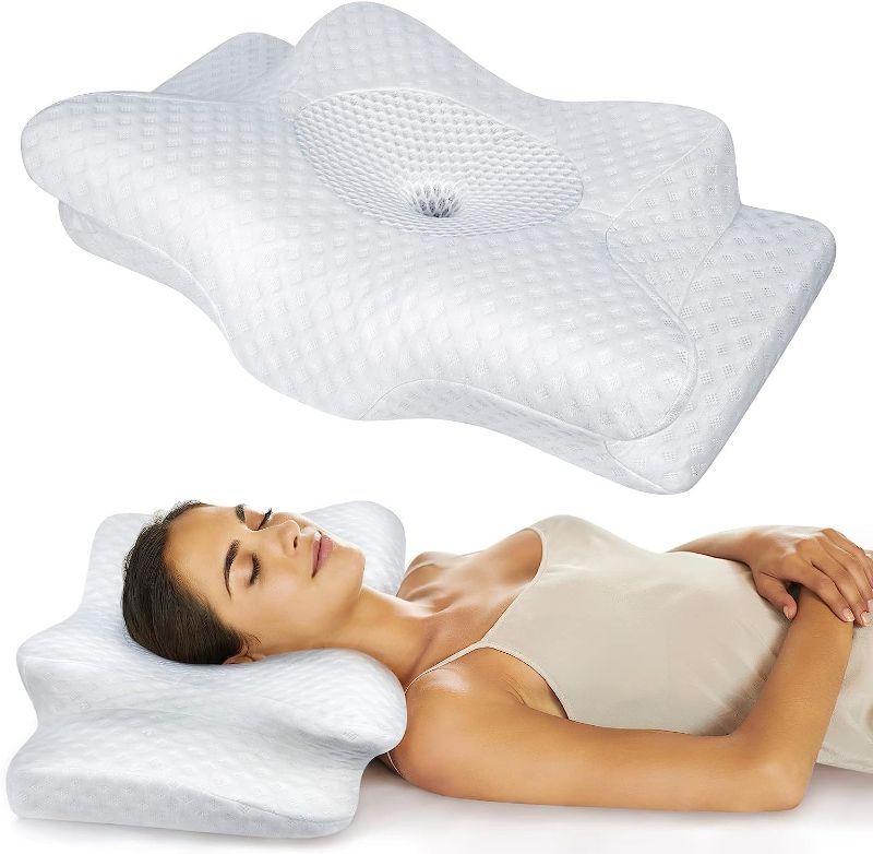Photo 1 of 5X Pain Relief Cervical Pillow for Neck and Shoulder Support, Adjustable Memory Foam Pillows Sweet Sleeping, Odorless Ergonomic Contour Neck Pillow, Orthopedic Bed Pillow for Side Back Stomach Sleeper
