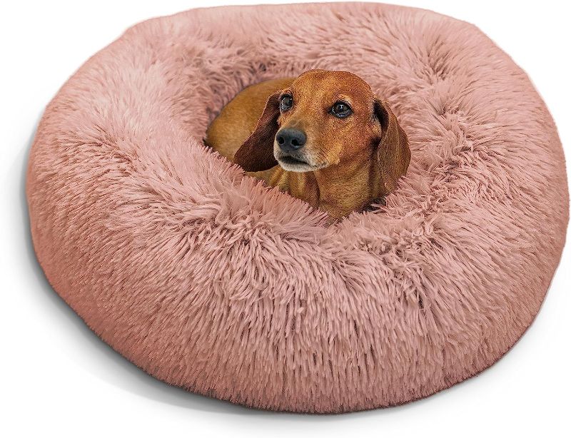 Photo 1 of Best Friends by Sheri The Original Calming Donut Cat and Dog Bed in Shag Fur Dusty Rose, Small 23x23
