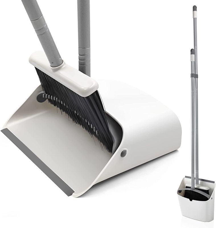 Photo 1 of Broom and Dustpan Set, JEHONN Long Handle Lightweight Broom Set Upright Standing Dustpan Stand Up Store Sweep Set for Home Room Kitchen Office Lobby
