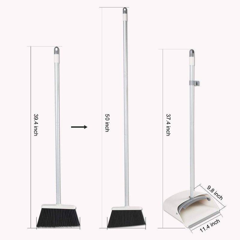 Photo 2 of Broom and Dustpan Set, JEHONN Long Handle Lightweight Broom Set Upright Standing Dustpan Stand Up Store Sweep Set for Home Room Kitchen Office Lobby
