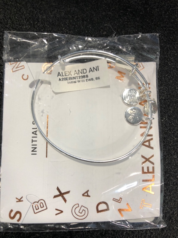 Photo 2 of Alex and Ani Expandable Bangle for Women, Initials A to Z Letter Charms, Shiny Finish, 2 to 3.5 in Shiny Silver Finish Initial H