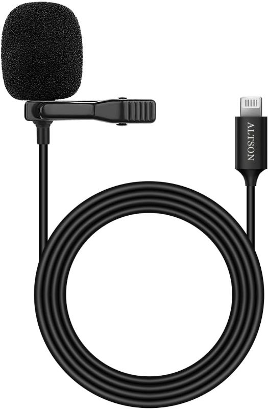 Photo 1 of ALTSON Professional Lavalier Microphone for iPhone/Video Conference/Podcast/Voice Dictation/YouTube Grade Omnidirectional Phone Audio Video Recording Condenser Microphone (Black 9.84t)
