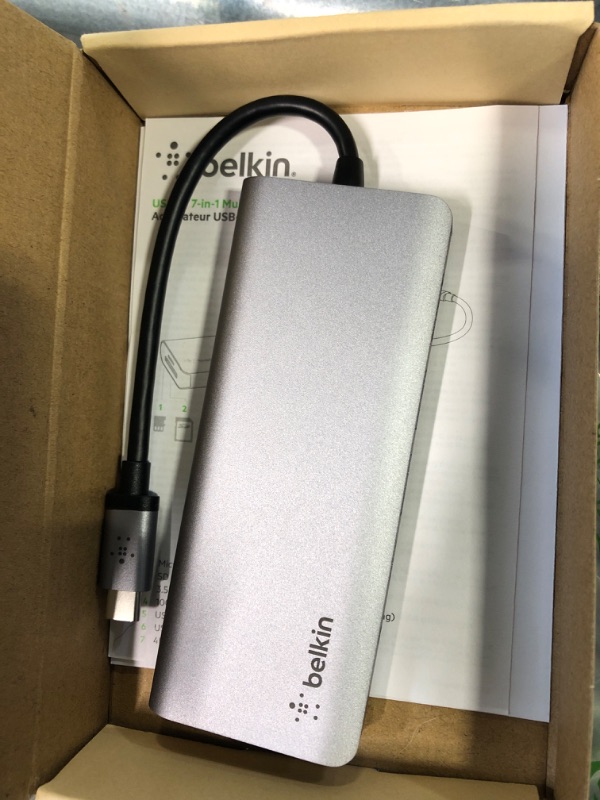Photo 1 of Belkin USB C Hub, 7-in-1 MultiPort Docking Station - USB C Docking Station for MacBook & Windows - 85W USB-C Power Delivery 3.0, 4K HDMI 1.4, 2x USB-A 3.0, SD 3.0, Micro SD 3.0, & 3.5mm Audio Jack 7-in-1 USB-C Hub Adapter Dock