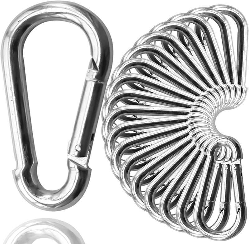 Photo 1 of 30Pack Heavy Duty Spring Snap Hooks 4Inch, 3/8” Carabiner Clips for Swing, Large Steel Chain Quick Links Safety Buckle Connector for Hammock Fitness Gym Outdoor Boating, M10 Snap Hook Carabiners
