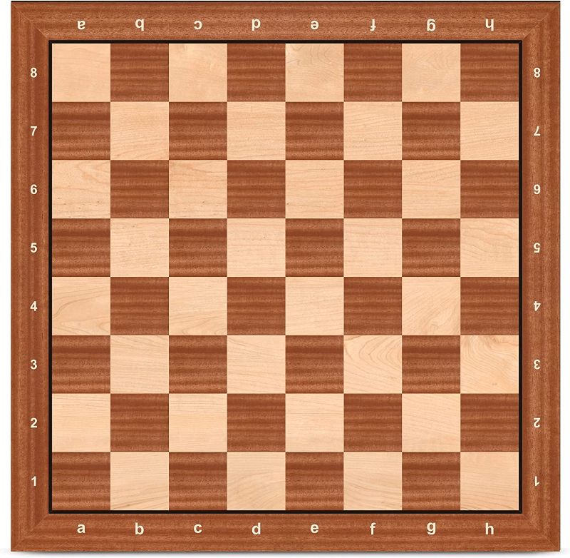 Photo 1 of A&A 18.875" Professional Wooden Tournament Chess Board/Mahogany & Maple Inlaid /2.0" Squares w/Notation
