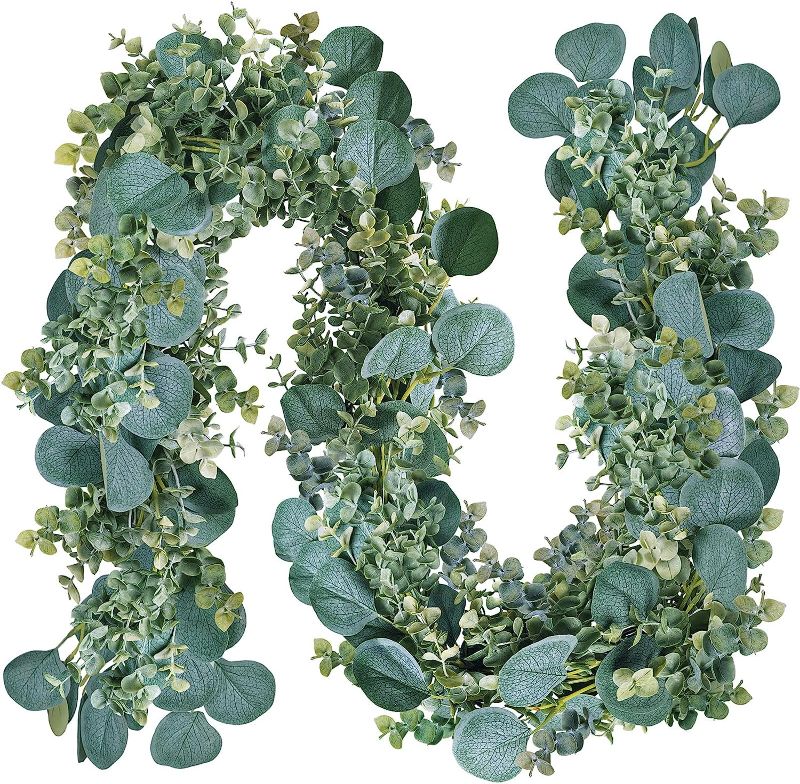 Photo 1 of 
Winlyn 5.9' Long Faux Leaves Greenery Artificial Silver Dollar Eucalyptus Garland in Grey Green Wedding Arch Swag Backdrop Garland Doorways Table Runner Garland Indoor Outdoor