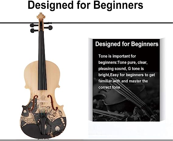 Photo 1 of Aliyes Distinctive Artistic Violin Set Designed for Beginners/Students/Kids/adults with Hard Case,Bow (4/4/Full-size)
