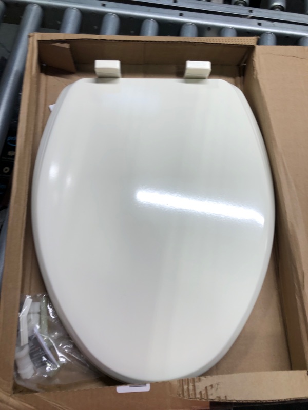 Photo 3 of BEMIS 1600E4 346 Ashland Toilet Seat with Slow Close, Never Loosens and Provide the Perfect Fit, ELONGATED, Enameled Wood, Biscuit/Linen