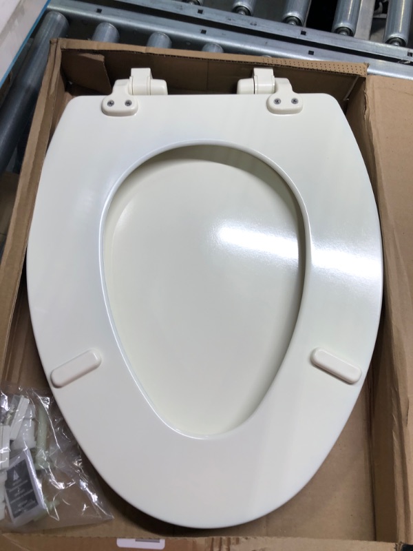 Photo 4 of BEMIS 1600E4 346 Ashland Toilet Seat with Slow Close, Never Loosens and Provide the Perfect Fit, ELONGATED, Enameled Wood, Biscuit/Linen