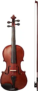 Photo 1 of Amazon Basics Beginner Violin Bundle, Full Size, Solid wood,Natural - Bow, Strings, Strap, Tuner, Rosin, and Case
