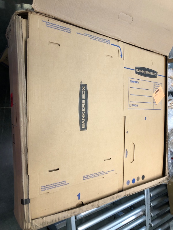 Photo 1 of Bankers Box SmoothMove Classic Moving Boxes, Tape-Free Assembly, Easy Carry Handles, Medium, 18 x 15 x 14 Inches, 20 Pack & SmoothMove Wardrobe Moving Boxes, Tall, 24 x 24 x 40 Inches, 3 Pack Medium 20-Pack Boxes + Boxes, Tall, 3-Pack
