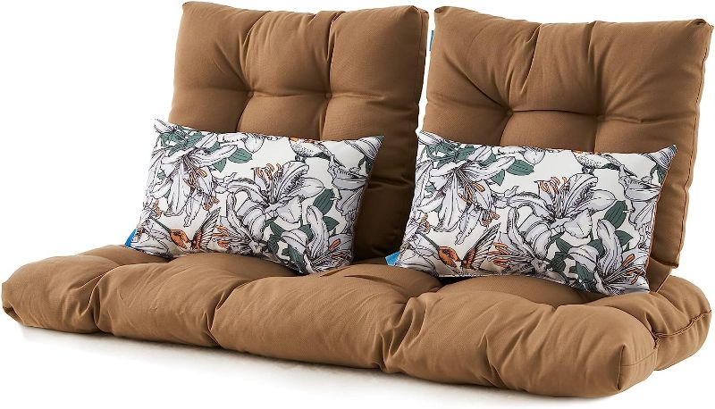 Photo 1 of ARTPLAN Outdoor Cushions Loveseat All Weather Chair Cushions Bench Cushions Set of 5 Wicker Tufted Pillow for Patio Furniture
