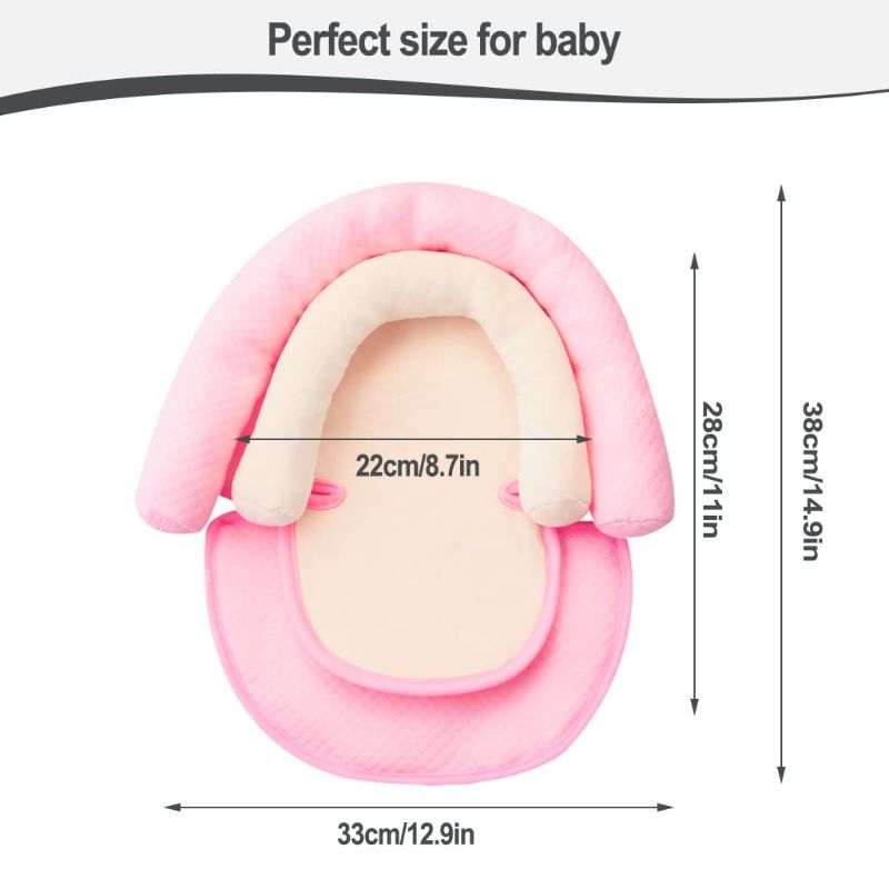 Photo 1 of Baby Stroller Cushion, vocheer 2-in-1 Car Seat Neck Support Cushion with Liner Head and Body Support Pillow for Baby, Pink
