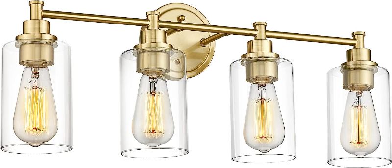 Photo 1 of FEMILA Vanity Lights for Bathroom, Modern 4-Light Gold Bathroom Light Fixture, Wall Vanity Lamp with Champagne Bronze Finish, 4FYC56B-4W BG Champagne Bronze 4-Light