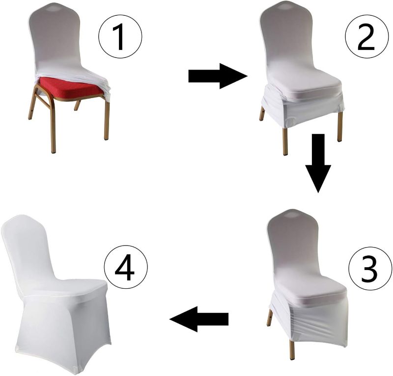 Photo 2 of WELMATCH White Stretch Spandex Chair Covers Wedding - 50 PCS Banquet Events Party Universal Dining Decoration Scuba Elastic Chair Covers Good (White, 50)
