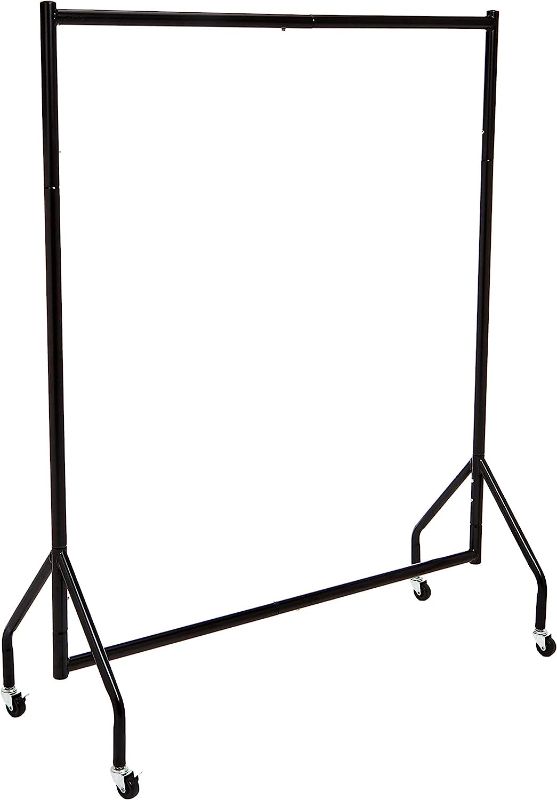 Photo 1 of Amazon Basics Heavy Duty Rolling Garment Rack, Hanging Clothes Organizer Rail for Display and Storage, 48 x 60 Inches - Black
