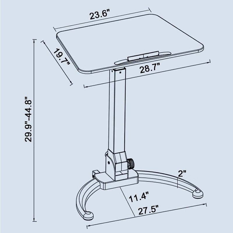 Photo 2 of Mobile Stand Up Desk,Angle&Height Adjustable Laptop Desk with Wheels,Tiltable Rolling Laptop Desk,Home Office Workstation,Laptop Desk for Standing or Sitting,Portable Desk (White)
