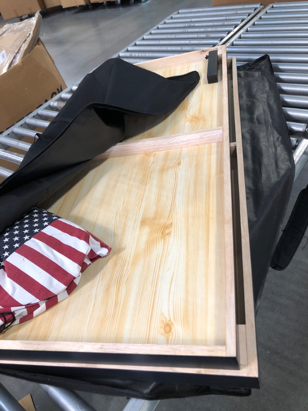 Photo 3 of PetGirl 4'x 2' Stars & Stripes Flag Wood Cornhole Set - Includes 2 Regulation Size Cornhole Boards, 8 All-Weather Bean Bags and Travel Case, Toss Game for Outdoor, Tailgate, Backyard 4'x2' American Flag Density Board(MDF)