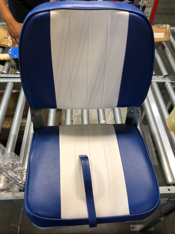 Photo 3 of Leader Accessories Classic Low Back Folding Boat Seat A-Blue/White