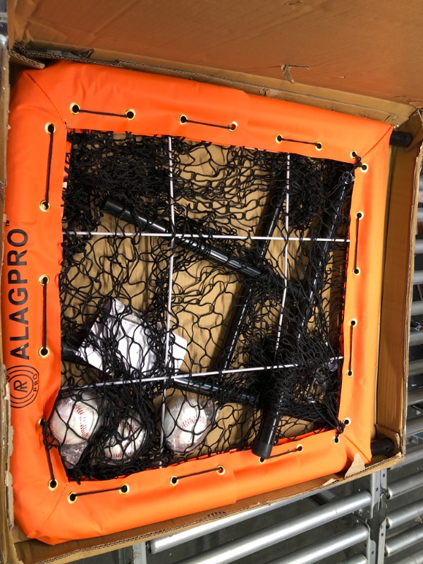Photo 1 of ALAGPRO Pocket Pitching Net 9 Hole Pitching Target Strike Zone for Baseball & Softball Pitchers - Best Pitching Aid for Improve Accuracy, Pitcher Training Equipment + 3 Weighted Practice Balls
