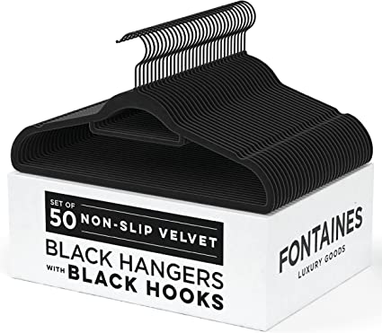 Photo 1 of  Luxury Black Velvet Felt Non Slip Clothes Hangers 45 Pack 