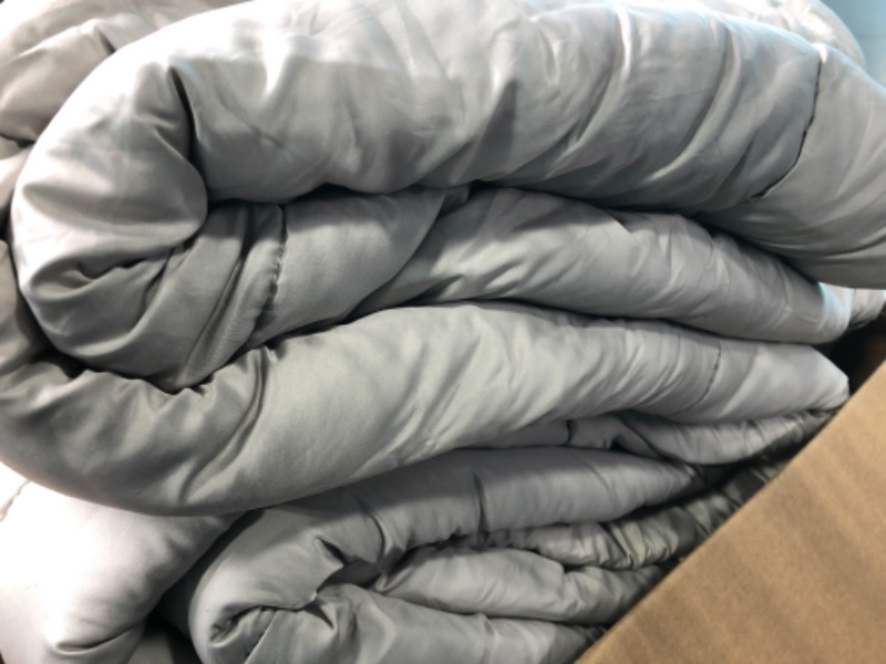 Photo 4 of All-Season Down Alternative Comforter | Oversized King Plus 128 x 120 Size 1 - Piece | Microfiber Quilt Duvet Insert with 8 Corner Tabs, Soft Lightweight & Fluffy | Silver Grey