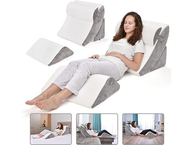 Photo 1 of BRITENWAY Bed Wedge Pillow Set 4pc Orthopedic Wedge Pillow Set for Sleeping

