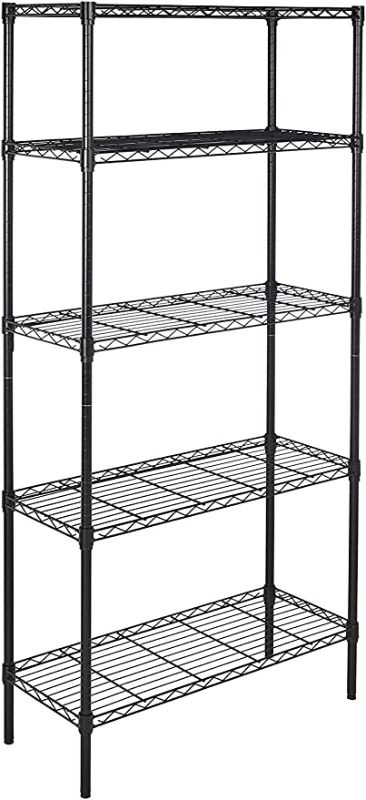 Photo 1 of Amazon Basics 5-Shelf Adjustable, Heavy Duty Storage Shelving Unit (350 lbs loading capacity per shelf), Steel Organizer Wire Rack, Black
