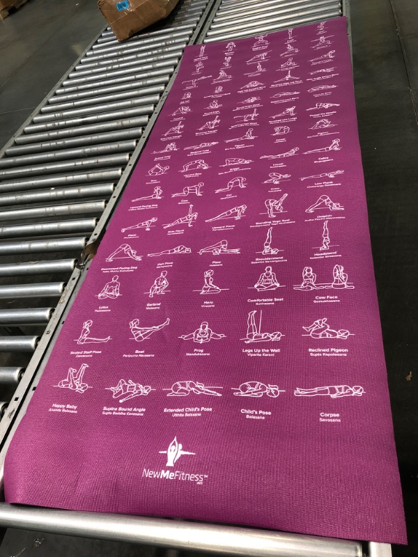 Photo 3 of Beginner Instructional Yoga Mat with Poses Printed On It - 75 Illustrated Yoga Poses & 75 Stretches - Non Slip - Yoga Mat For All Genders
