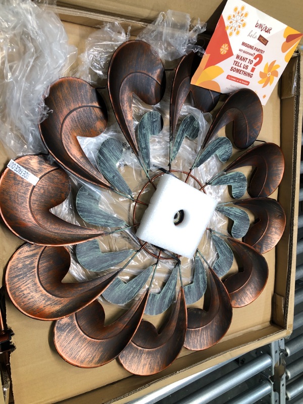 Photo 3 of 84 Inch Garden Metal Wind Spinner Gifts for Women Mom-Pinwheels Kinetic Art Windmill for Yard Lawn Patio& Garden Decor Outside Copper Teal 003