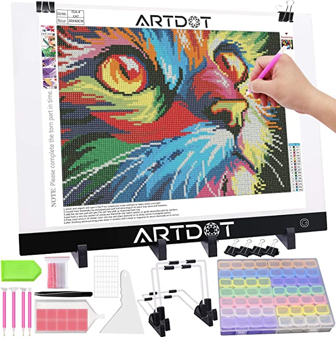 Photo 1 of ARTDOT A3 LED Light Pad for Diamond Painting, USB Powered Light Board Kit, Adjustable Brightness with Diamond Painting Tools Detachable Stand and Clips
