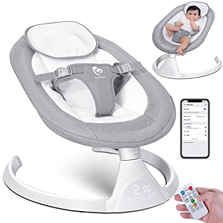 Photo 1 of Bellababy Bluetooth Baby Swing for Infants, Compact & Portable, Intelligent Auto-Sensing, 5 Speed, 10 Lullabies, Remote Control, USB Plug-in Power, Indoor/Outdoor, 5-25 lb, 0-9 Months
