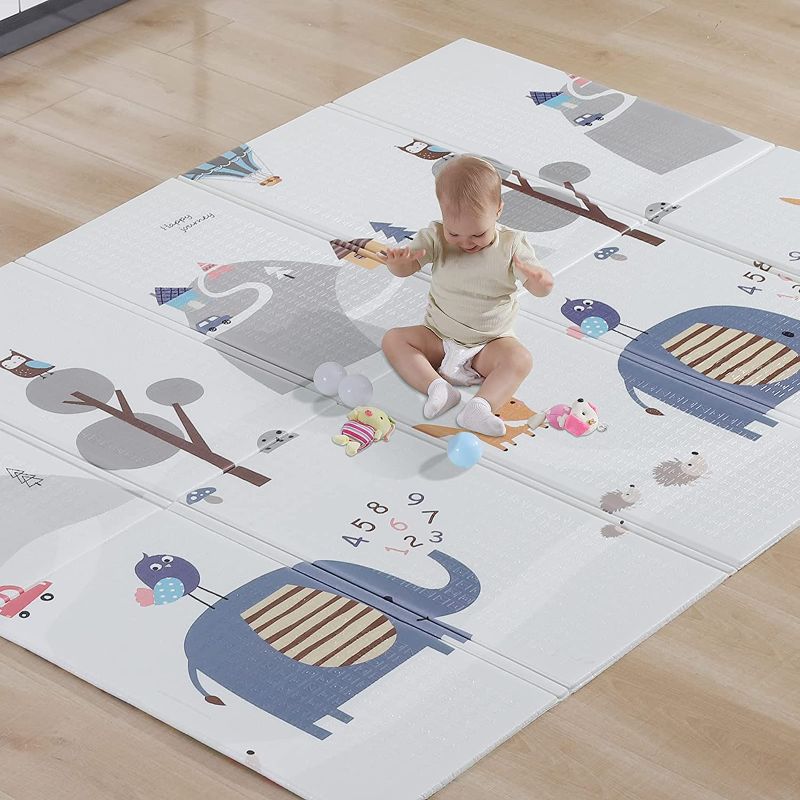 Photo 1 of Calody Baby Play mat, Extra Large Baby Crawling Mat, Portable & Waterproof Non Toxic Soft Foam, Reversible Playmat for Baby Infant Toddler & Kids (79 x 59 x 0.4 in)