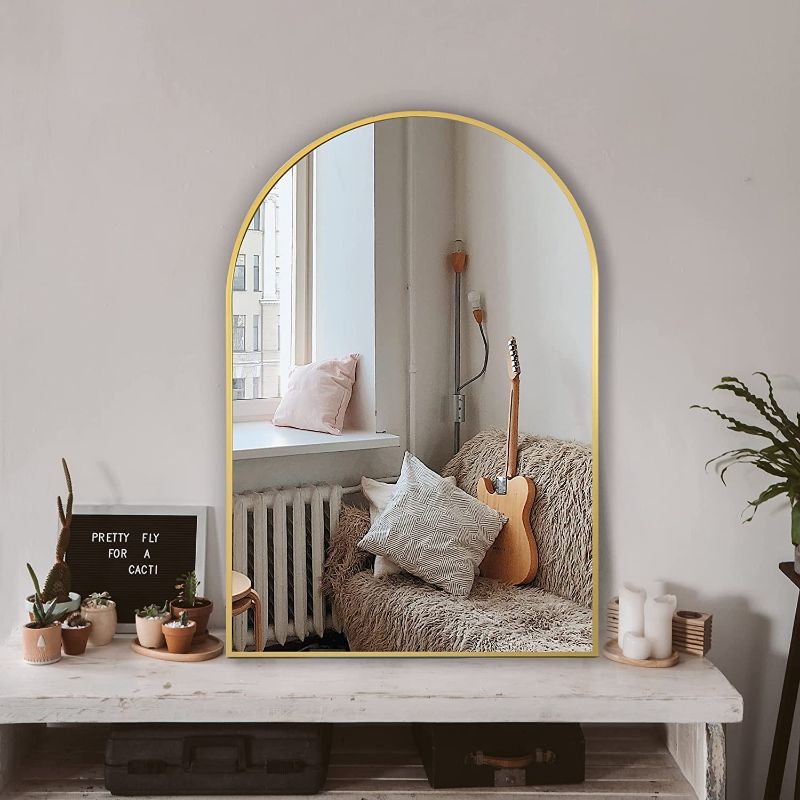 Photo 1 of Arched Wall Mirror for Bathroom,Mirrors for Wall,24''x36'',Vanity Mirror for Bedroom, Entryway, Living Room, Metal Frame (36''x24'',Gold)
Brand: TRAHOME