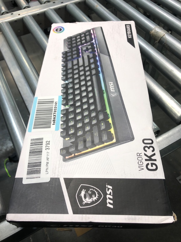 Photo 2 of MSI Vigor GK30 RGB Gaming Keyboard, 6-Zone RGB Lighting, Water Repellent & Splash-Proof, Mechanical-Like Plunger Switches