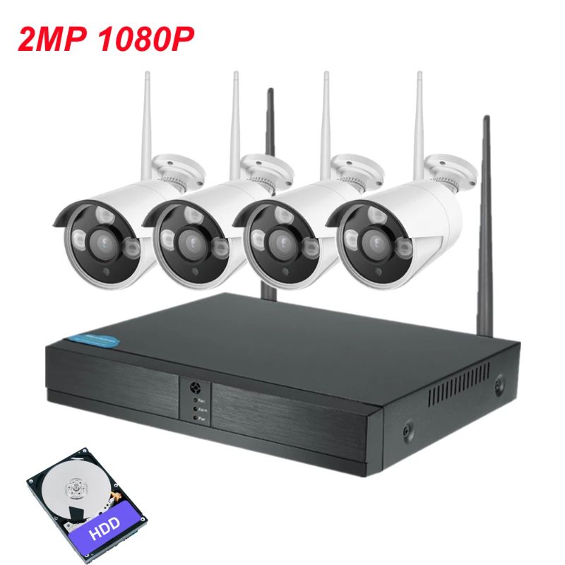 Photo 1 of plug and play P2P 4ch WiFi NVR Kit 1080P Outdoor IP nvr wifi kit CCTV Camera IR night wireless Surveillance System
