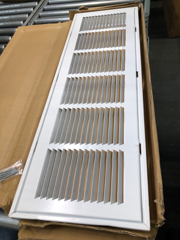 Photo 4 of 30" X 8 Steel Return Air Filter Grille for 1" Filter - Fixed Hinged - Ceiling Recommended - HVAC DUCT COVER - Flat Stamped Face - White [Outer Dimensions: 32.5 X 9.75] 30 X 8
