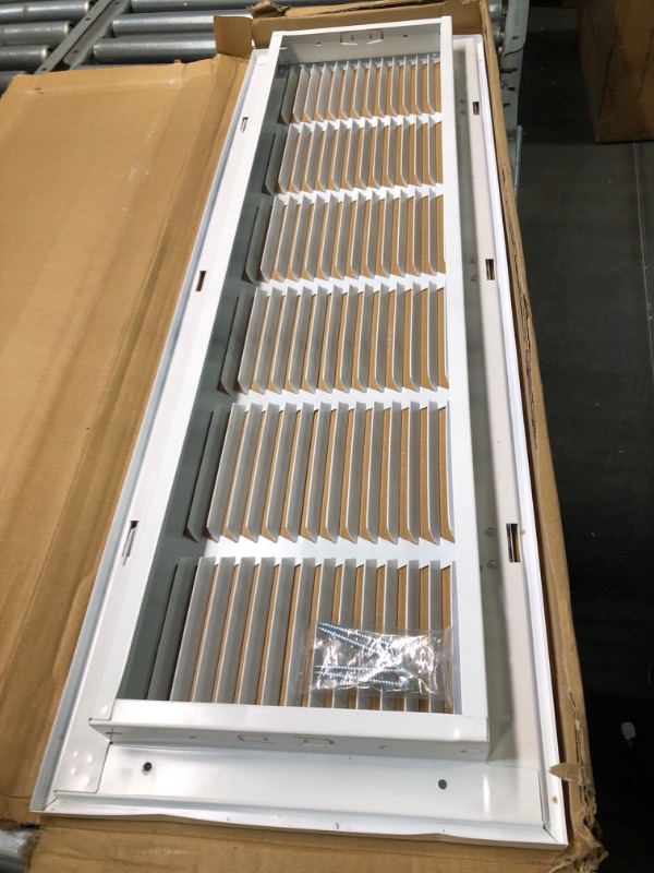Photo 3 of 30" X 8 Steel Return Air Filter Grille for 1" Filter - Fixed Hinged - Ceiling Recommended - HVAC DUCT COVER - Flat Stamped Face - White [Outer Dimensions: 32.5 X 9.75] 30 X 8