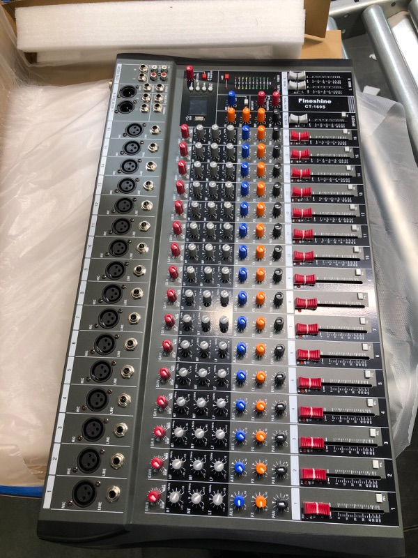 Photo 1 of Fineshine 8/12/16 Channel Audio Mixer Sound Mixing Console with Bluetooth USB,PC Recording Input, XLR Microphone Jack, 48V Power, RCA Input/Output for Professional and Beginners (16 channel)