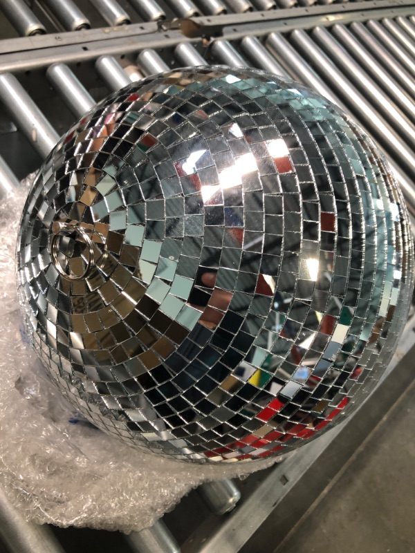 Photo 3 of 12" Disco Ball Mirror Ball Disco Party Decoration Stage Light Dj Light Effect Home Business Christmas Display Decoration Silver
